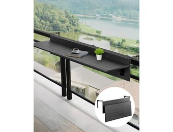 VEVOR Inklapbare Balkontafel 30,5 x 122 cm - Zwart - Ruimtebesparende Hangtafel voor Buiten