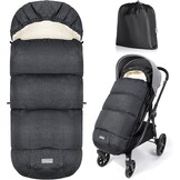 Orzbow Voetenzak voor Kinderwagens, Waterdichte Voetenzak voor Baby Buggy Kinderwagen met Verstelbare Kap, Sherpa Fleece Voering, Machine Wasbaar en Verwijderbare Voeringen voor Kinderwagen, Donkergri