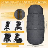 Orzbow Voetenzak voor Kinderwagens, Waterdichte Voetenzak voor Baby Buggy Kinderwagen met Verstelbare Kap, Sherpa Fleece Voering, Machine Wasbaar en Verwijderbare Voeringen voor Kinderwagen, Donkergri