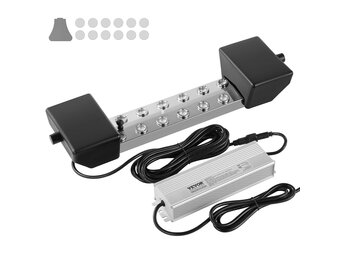 VEVOR 12 koppen ultrasone vernevelaar, 9000 ml/h, IP67 waterdichte mistfabrikant met 300 W voeding, boei, reserveschijven, voor vijver, tuin, rotstuin, kas, Halloween-decoratie