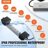 VEVOR 12 koppen ultrasone vernevelaar, 9000 ml/h, IP67 waterdichte mistfabrikant met 300 W voeding, boei, reserveschijven, voor vijver, tuin, rotstuin, kas, Halloween-decoratie