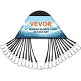 VEVOR 50 stuks platte bungee-koord, 19,8 mm, zware bungee-riemen met stalen S-haken, 53,3 cm elastisch bungee-touw voor vracht, dekzeilen, vrachtwagens en tent, zwart - Maat 53 x 2 x 0.5 cm
