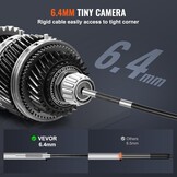 VEVOR Industriële endoscoop, digitale boroscoop-inspectiecamera, endoscoopcamera, 1080p HD, met waterdichte camera, 6,4 mm, IP67 kanaalcamera met 5 inch scherm, 0-180 graden bidirectionele 4500
