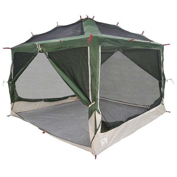 vidaXL Binnentent met dak met opslag Groen en Grijs 300 x 300 x 250 cm