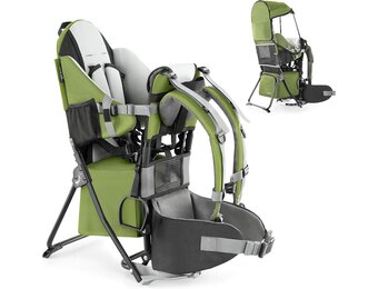 besrey Kraxe kinderdrager met opbergtas, draagbare kinderstoel voor op reis, Kraxe rugdrager om te wandelen voor 6-36 maanden, draagstoel tot 18 kg, inklapbaar (legergroen)