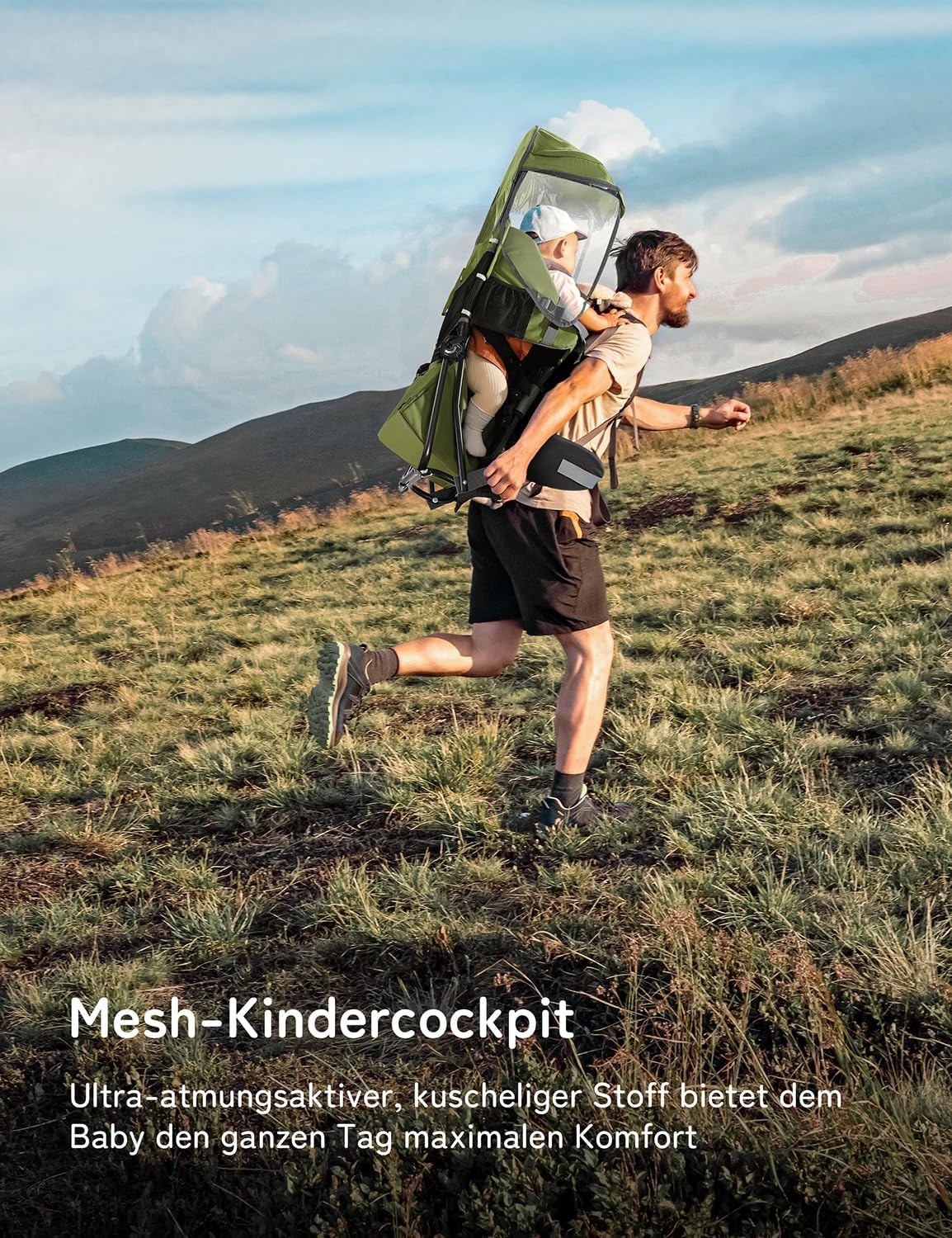 besrey Kraxe kinderdrager met opbergtas, draagbare kinderstoel voor op reis, Kraxe rugdrager om te wandelen voor 6-36 maanden, draagstoel tot 18 kg, inklapbaar (legergroen)