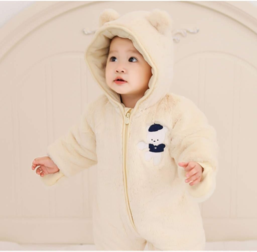 JiAmy Baby Fleece Snowsuit met Capuchon Geel 12-18 Maanden