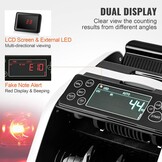 VEVOR USD- en EUR-bankbiljettenteller, valse bankbiljettendetector, UV, MG, IR en DD, rekenmachine met groot lcd-display en extern display, voor kleine bedrijven, banken