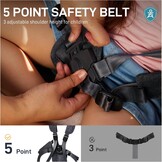 EVER ADVANCED Wagon voor kinderen om in te zitten, kinderwagenwagen voor 2 kinderen met afneembare luifel, trek mee met stoelen 5-punts harnassen, draagbare push-pull kar met handvat, zwart