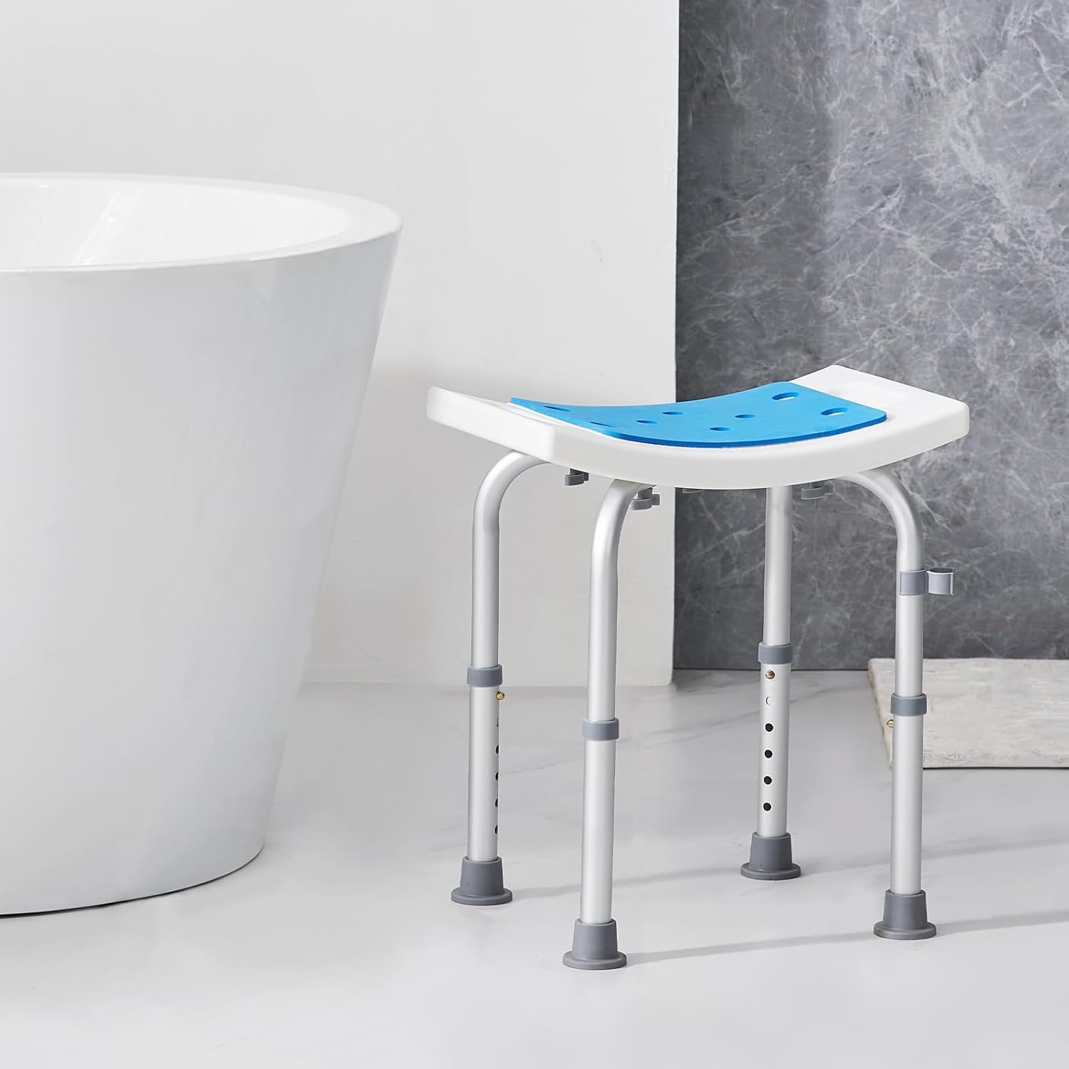 VEVOR Douchestoel, verstelbare hoogte douchekruk, douchezitting voor binnen douche of bad, antislip bank badkuip kruk stoel voor ouderen gehandicapten handicap, 350 lbs capaciteit
