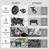 EVER ADVANCED Wagon voor kinderen om in te zitten, kinderwagenwagen voor 2 kinderen met afneembare luifel, trek mee met stoelen 5-punts harnassen, draagbare push-pull kar met handvat, zwart