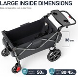 EVER ADVANCED Wagon voor kinderen om in te zitten, kinderwagenwagen voor 2 kinderen met afneembare luifel, trek mee met stoelen 5-punts harnassen, draagbare push-pull kar met handvat, zwart