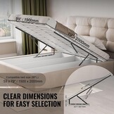 VEVOR Bedhefmechanisme, compatibele bedmaat 150 x 200 cm, robuuste bedhouder met pneumatische hendel, belasting 120 kg, scharnieren voor kofferbak, opvouwbaar wandbed voor logeerkamer