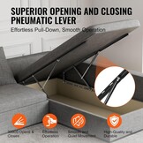 VEVOR Bedhefmechanisme, compatibele bedmaat 150 x 200 cm, robuuste bedhouder met pneumatische hendel, belasting 120 kg, scharnieren voor kofferbak, opvouwbaar wandbed voor logeerkamer
