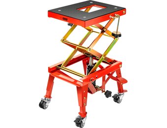 VIVOHOME 160kg Heavy Duty Hydraulische Motorfiets Heftafel Voetbediende ATV Dirt Bike Schaarstandaard met 4 Wielen Rood