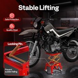 VIVOHOME 160kg Heavy Duty Hydraulische Motorfiets Heftafel Voetbediende ATV Dirt Bike Schaarstandaard met 4 Wielen Rood