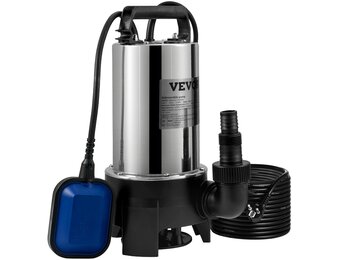 VEVOR Hefpomp voor geladen water, 1100 W, afvoerpomp voor geladen water, 333,3 l/min, vacuümpomp, zwembad, kelder, septische tank, met afvoeradapter voor het pompen van vuil afvalwater