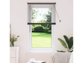 vidaXL Raamblind met gordijnen Zwart Aluminium
