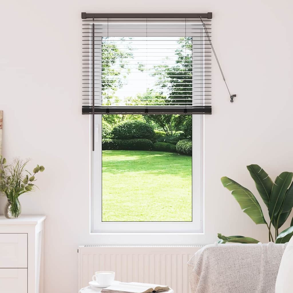 vidaXL Raamblind met gordijnen Zwart Aluminium