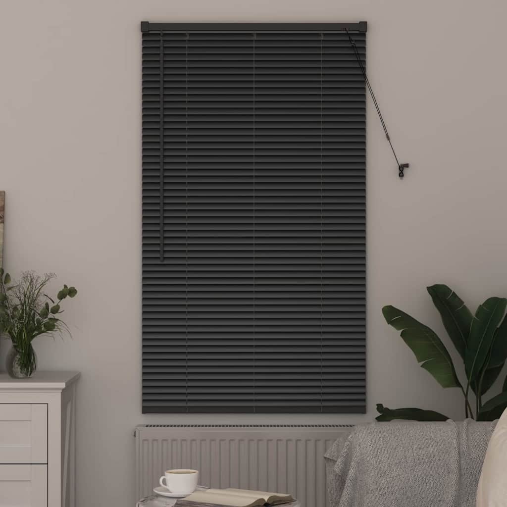 vidaXL Raamblind met gordijnen Zwart Aluminium