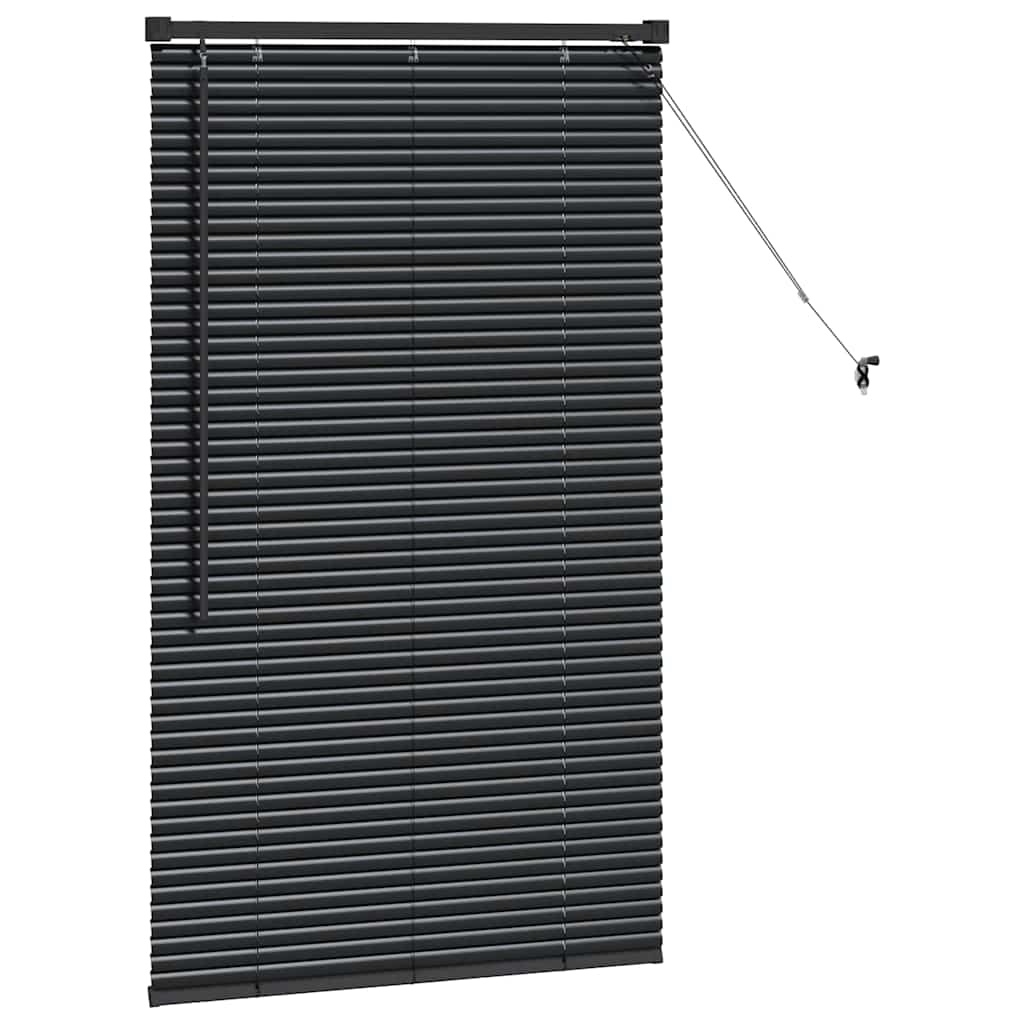 vidaXL Raamblind met gordijnen Zwart Aluminium