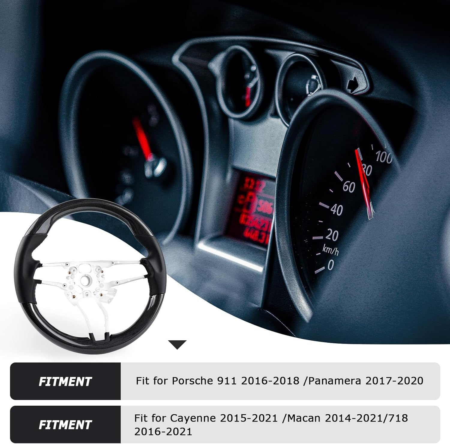 Carbon Fiber Stuurwiel met Geperforeerd Leder voor Porsche 911, Panamera, Cayenne, Macan en 718
