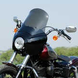 TCMT Voorste Kuip met 15 inch Windscherm in Glanzend Zwart (Smoke Scherm) voor Harley Dyna