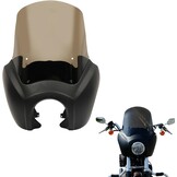 TCMT Voorste Kuip met 15 inch Windscherm in Glanzend Zwart (Smoke Scherm) voor Harley Dyna