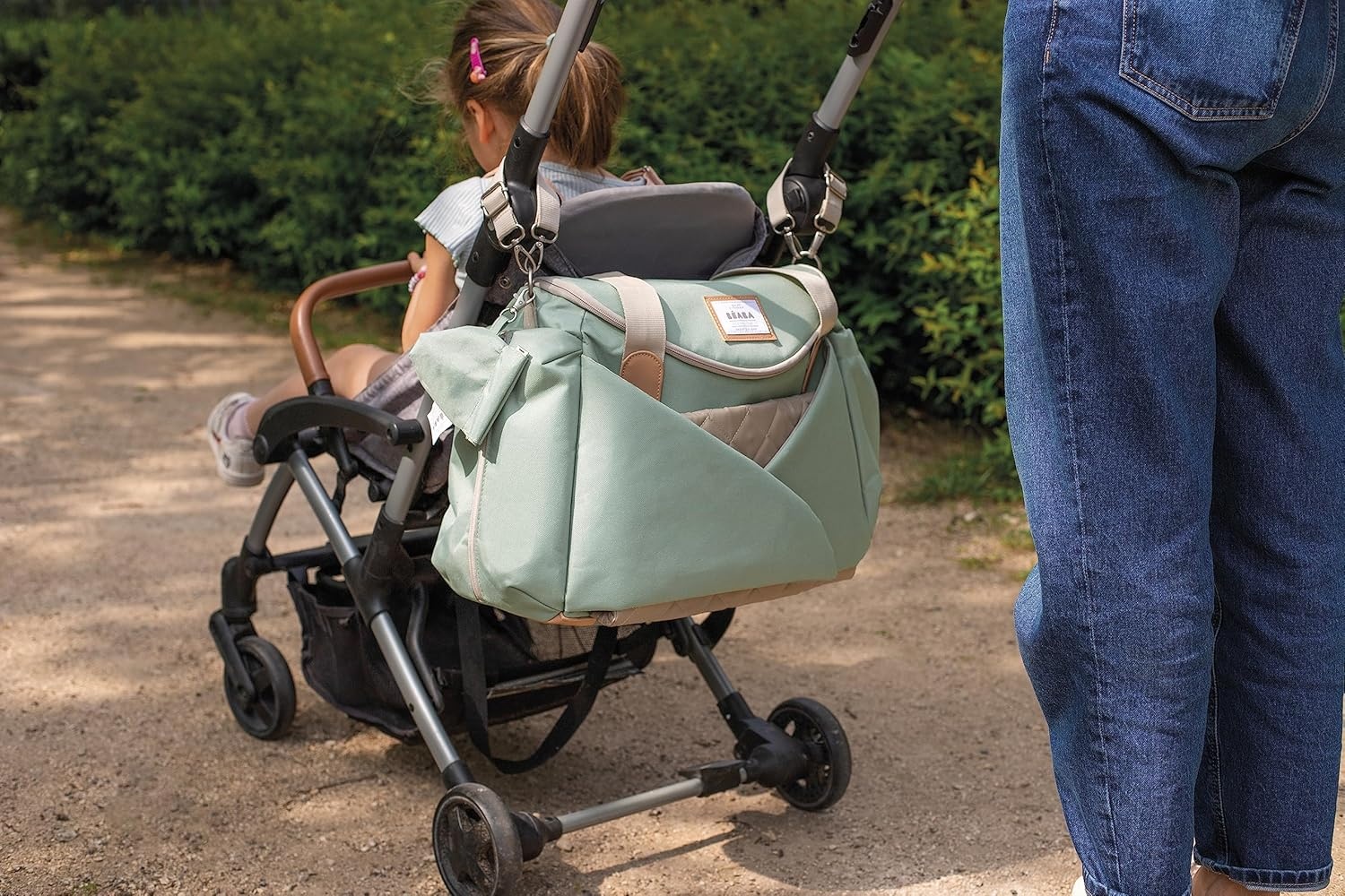 BÉABA, Sydney II Luiertas, modulair, grote capaciteit, meerdere vakken, cocoonruimte, geïsoleerde lunchtas, kinderwagenbevestigingssysteem, transporthandgrepen, saliegroen