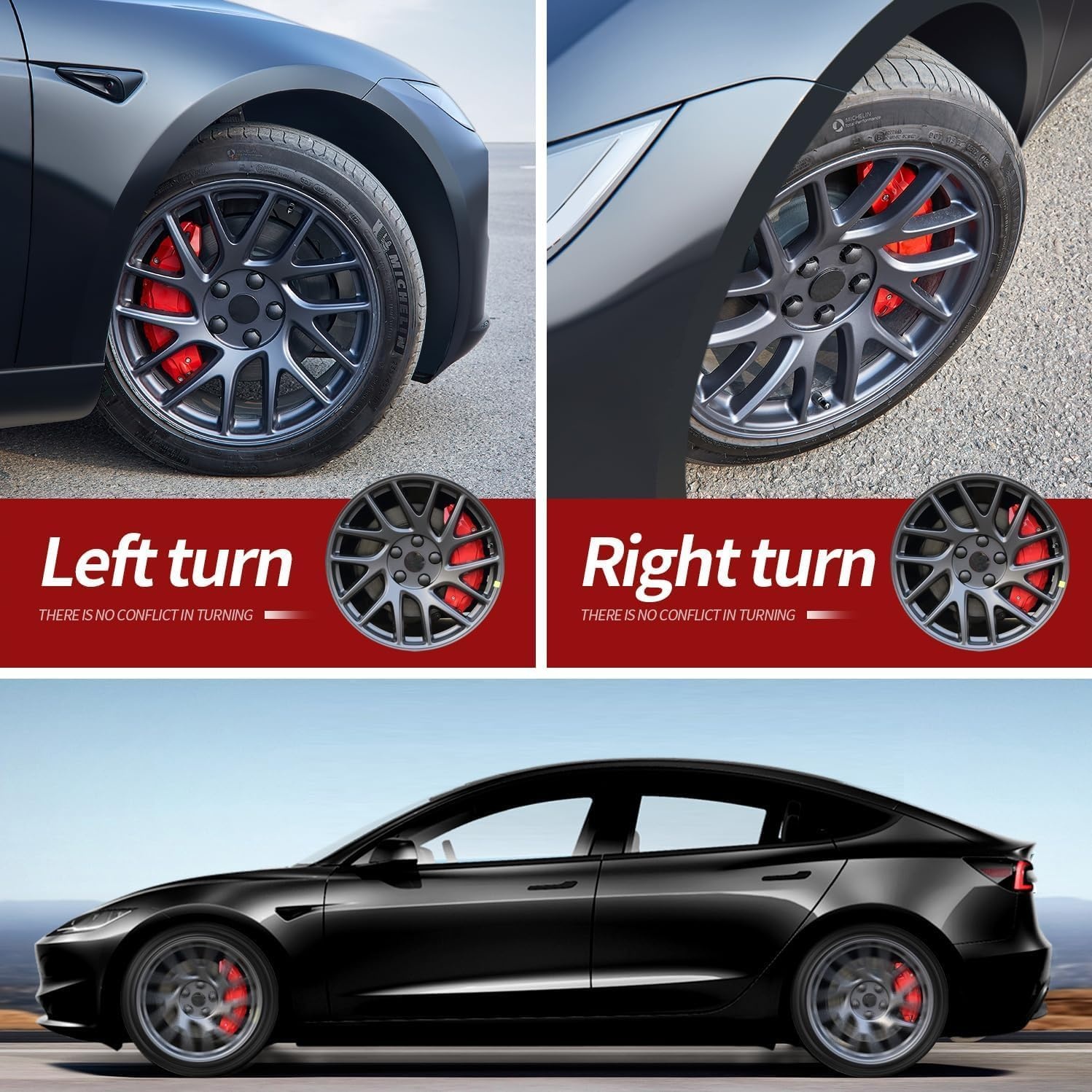 HEYOUTH RVS Remklauw Covers voor Tesla Model Y (19/20 inch velgen)