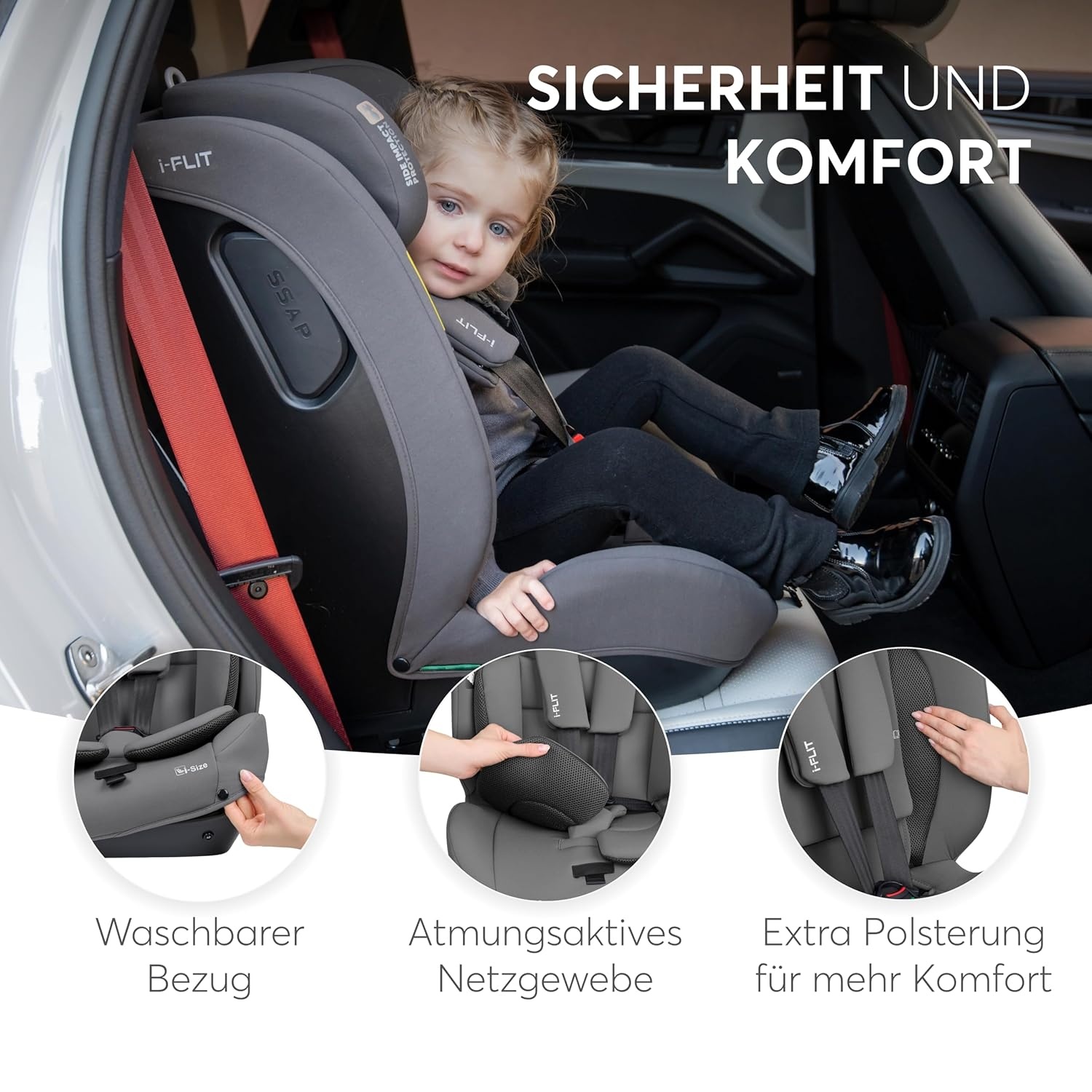 KikkaBoo i-Size i-FLIT Autostoeltje 76-150 cm - Militairgroen