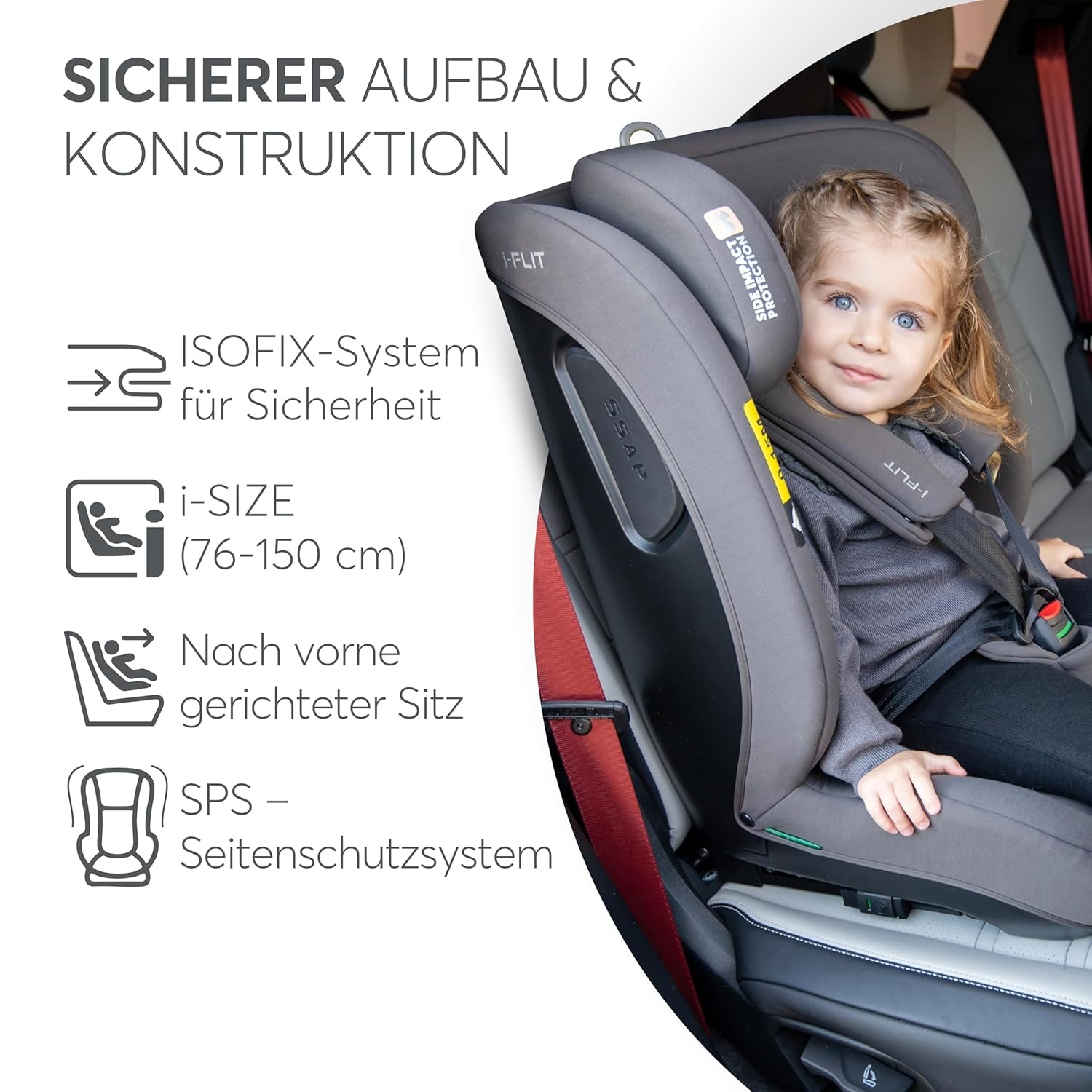 KikkaBoo i-Size i-FLIT Autostoeltje 76-150 cm - Militairgroen