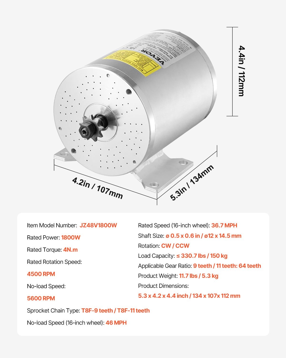 1800W Elektrische Motor Kit Go Kart/E-bike 48V met Toerentalregelaar - 35% Korting