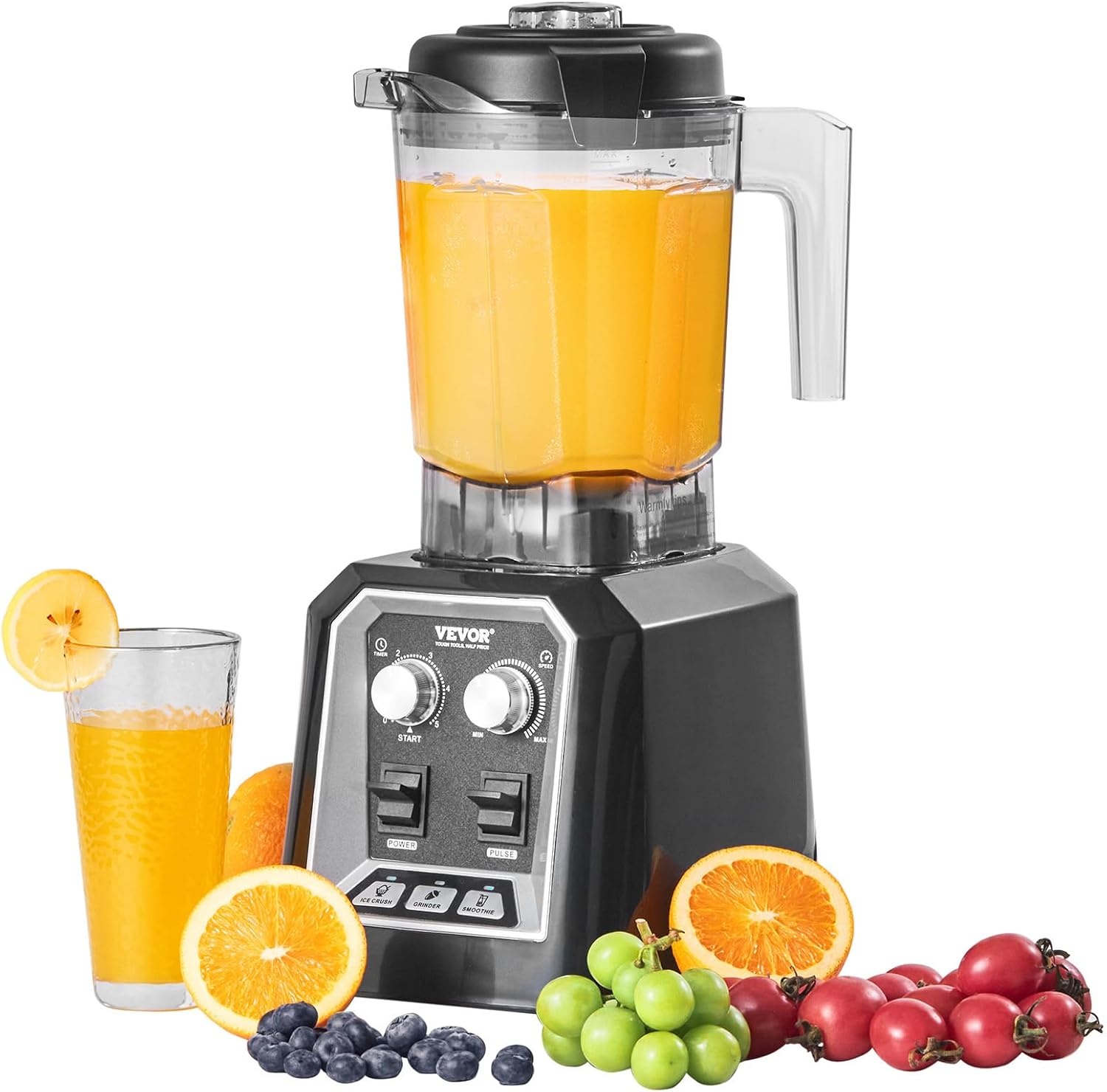 Krachtige 2200W Blender Zwart | 2L | 6 RVS Messen | Bespaar 29%