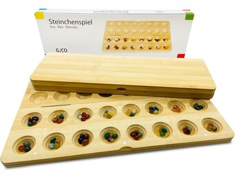 Mancala Steenspel Hus Bao: Hout & 64 Edelstenen met 57% Korting