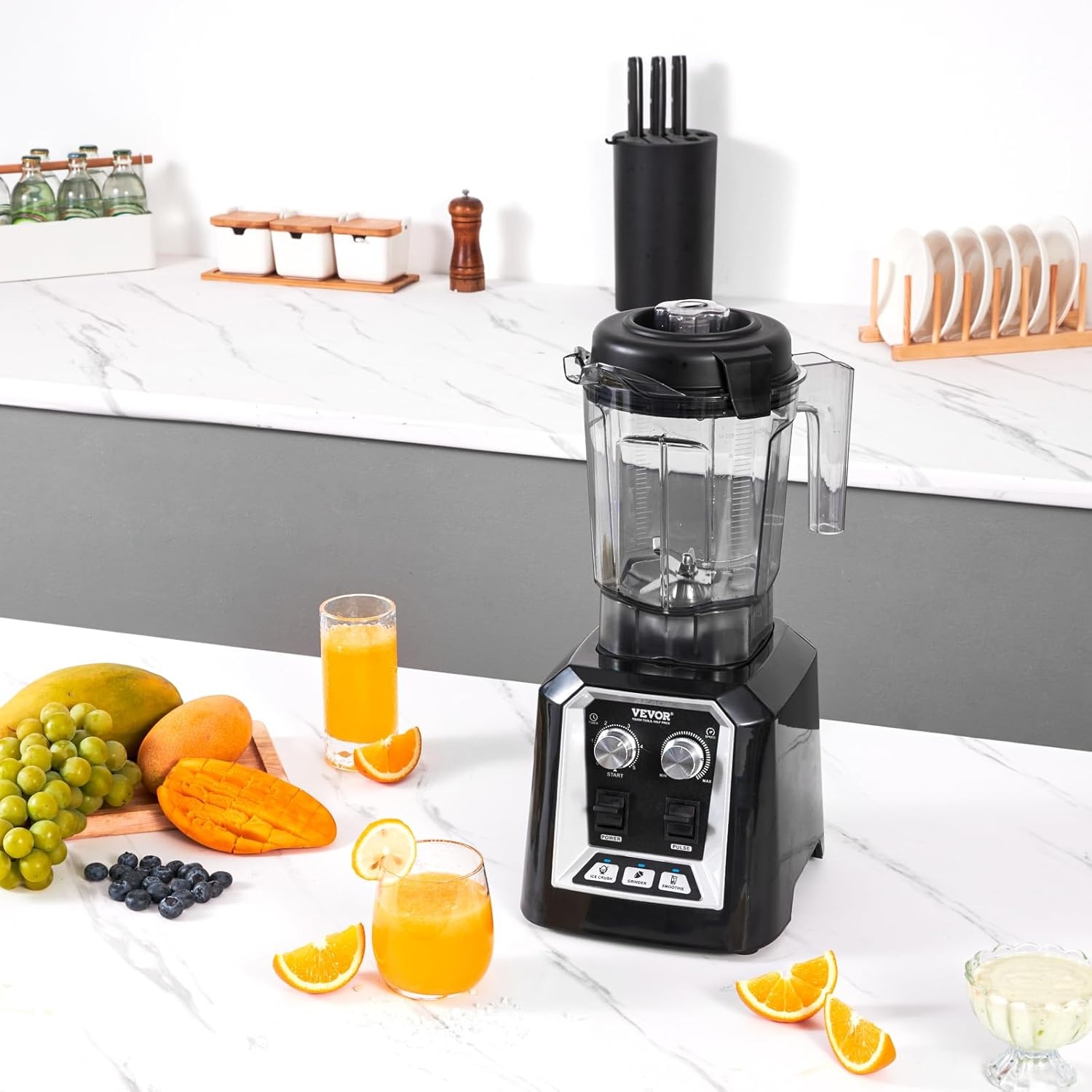 Krachtige 2200W Blender Zwart | 2L | 6 RVS Messen | Bespaar 29%