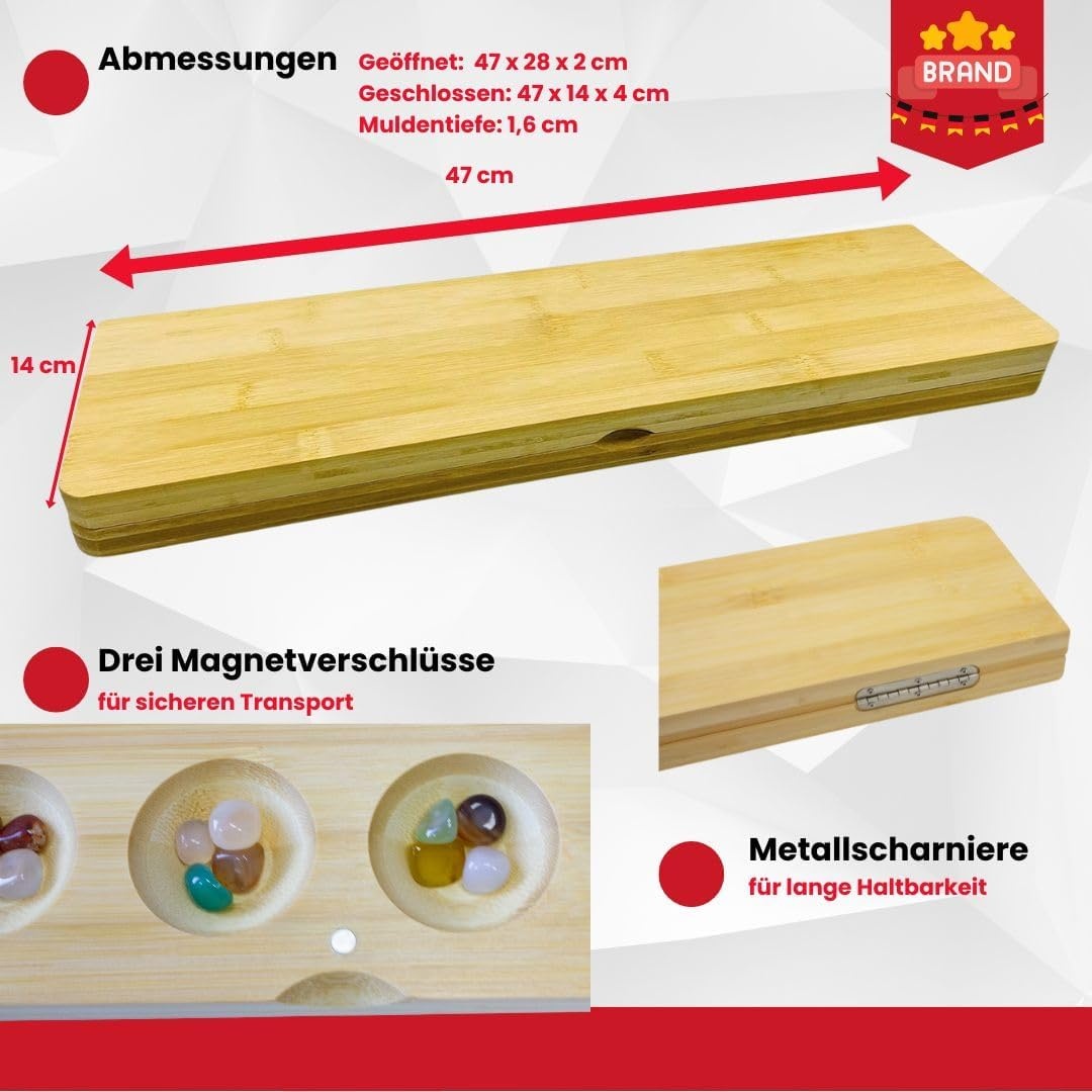 Mancala Steenspel Hus Bao: Hout & 64 Edelstenen met 57% Korting
