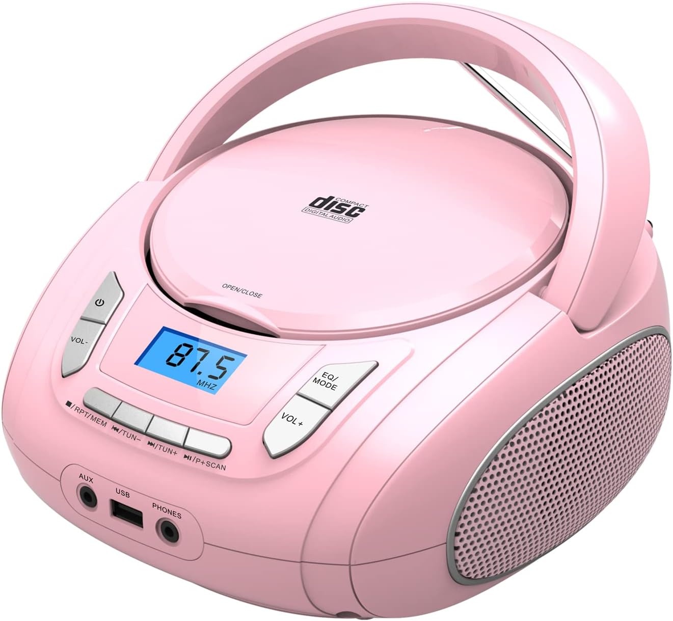 Roze Draagbare Boombox CD-speler | Bluetooth 5.0 | 29% Korting