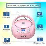 Roze Draagbare Boombox CD-speler | Bluetooth 5.0 | 29% Korting