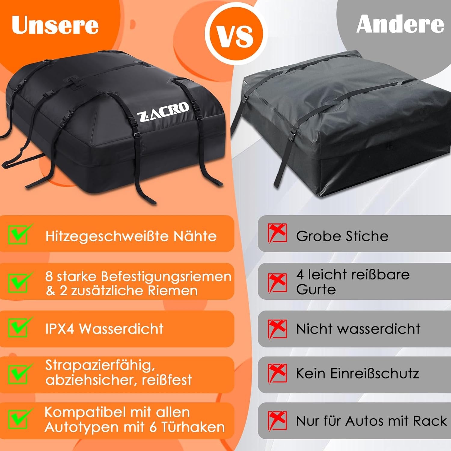 Waterdichte Dakkoffer/Bagagetas 425L voor Auto (met/zonder dakdrager) - 34% Korting