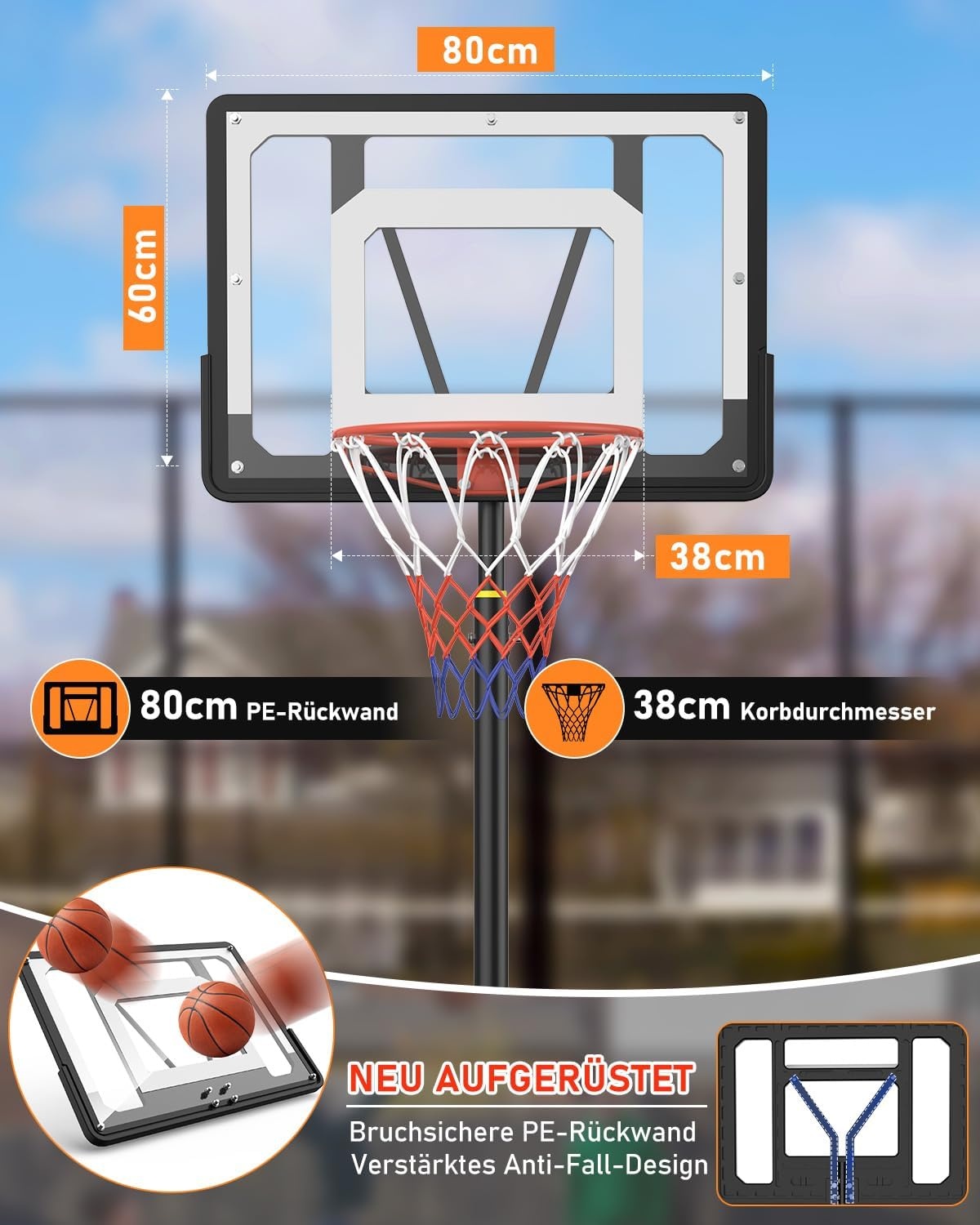 Verstelbare Basketbalstandaard Kinderen Outdoor - 150-210cm, 29% Korting!