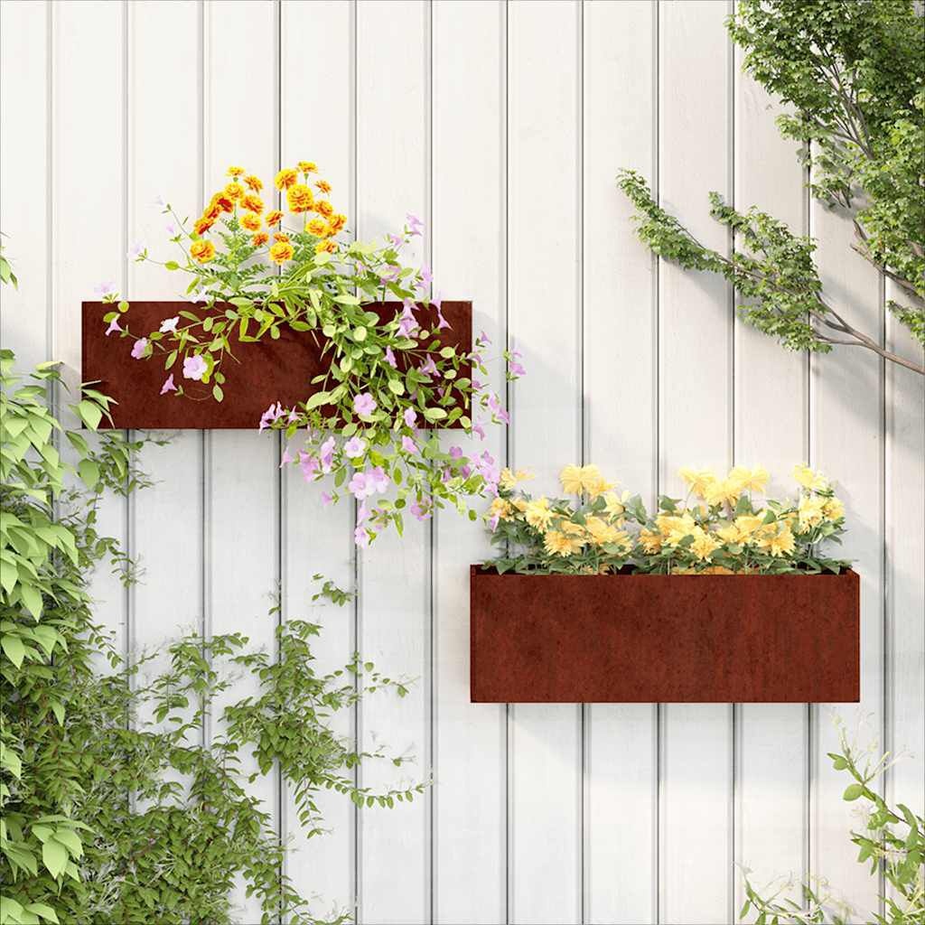 2x Cortenstaal Wandplantenbakken 53cm - Roestig, 34% Korting