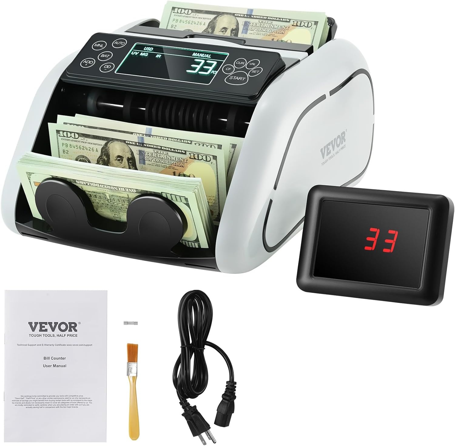 Bankbiljettenteller met valsgelddetectie USD/EUR | 29% Korting