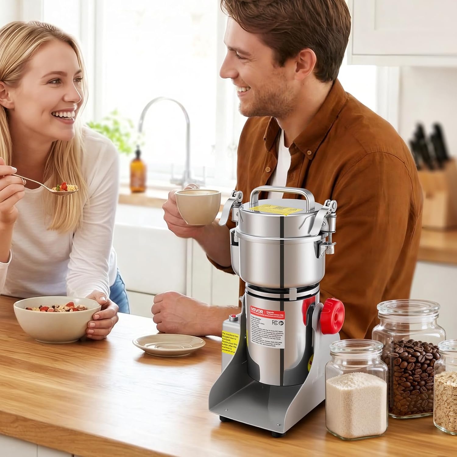 Elektrische Graanmolen - 1500W RVS Zilver met 29% Korting!