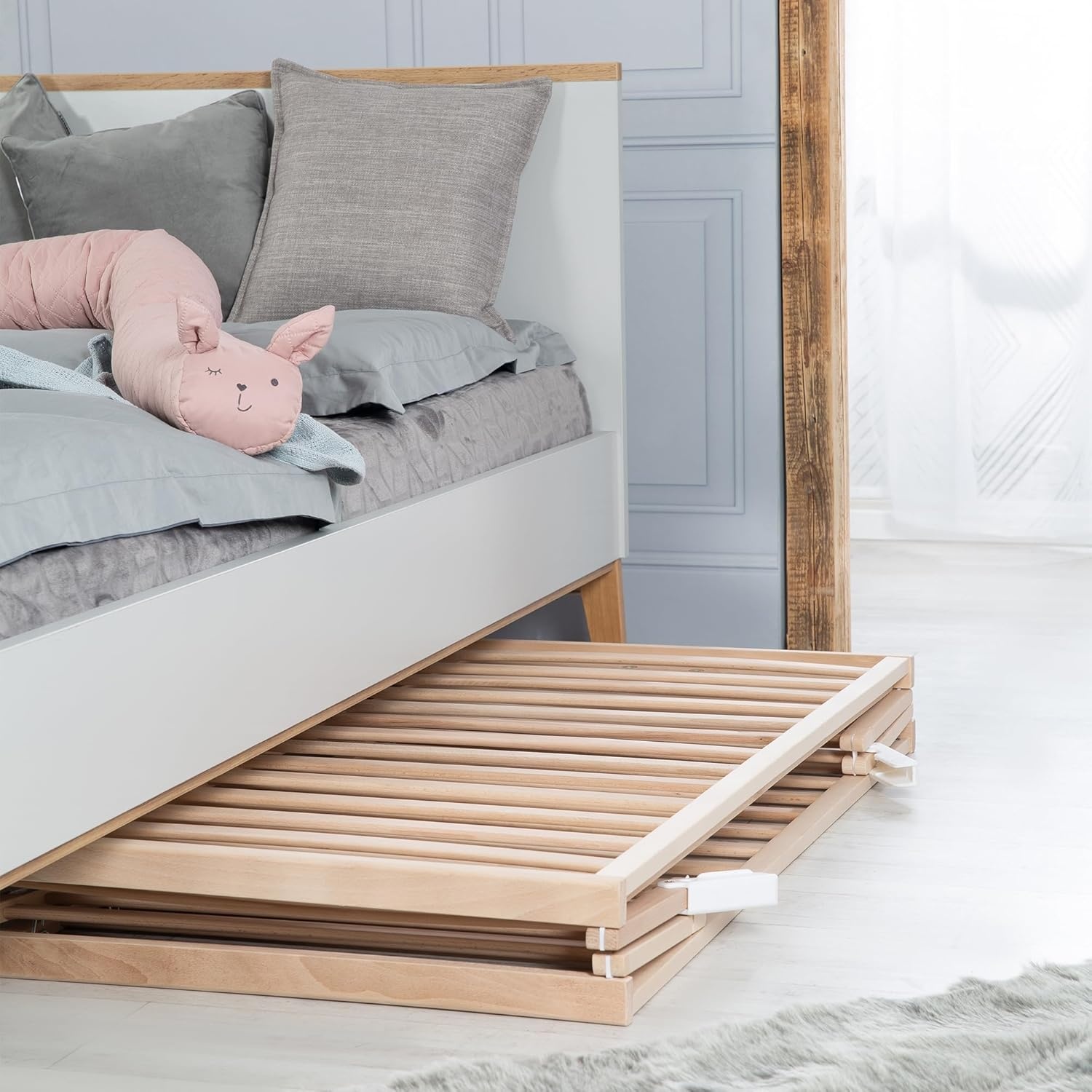 Opklapbed Beukenhout Naturel 60x120 cm | Met Wielen & Rem | 30% Korting