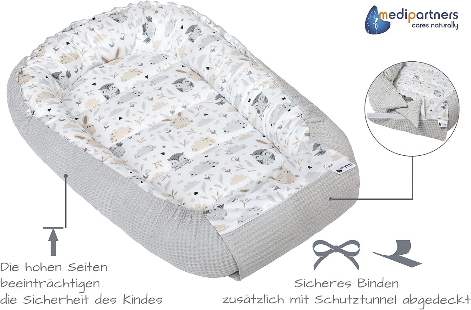 Babynestje 100% Katoen Wafel 100x60cm Grijs - 34% Korting!