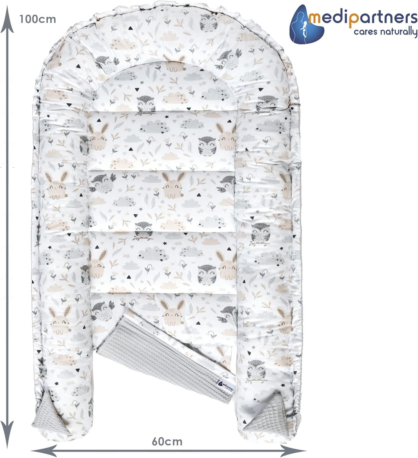 Babynestje 100% Katoen Wafel 100x60cm Grijs - 34% Korting!
