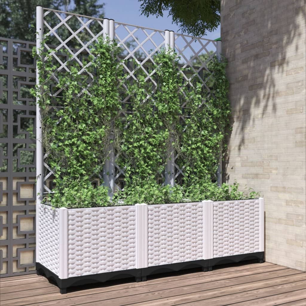Witte Plantenbak met Latwerk 120x40x136 cm - 54% Korting