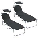 Inklapbaar Ligbed met Luifel - Zwart Staal, 34% Korting!