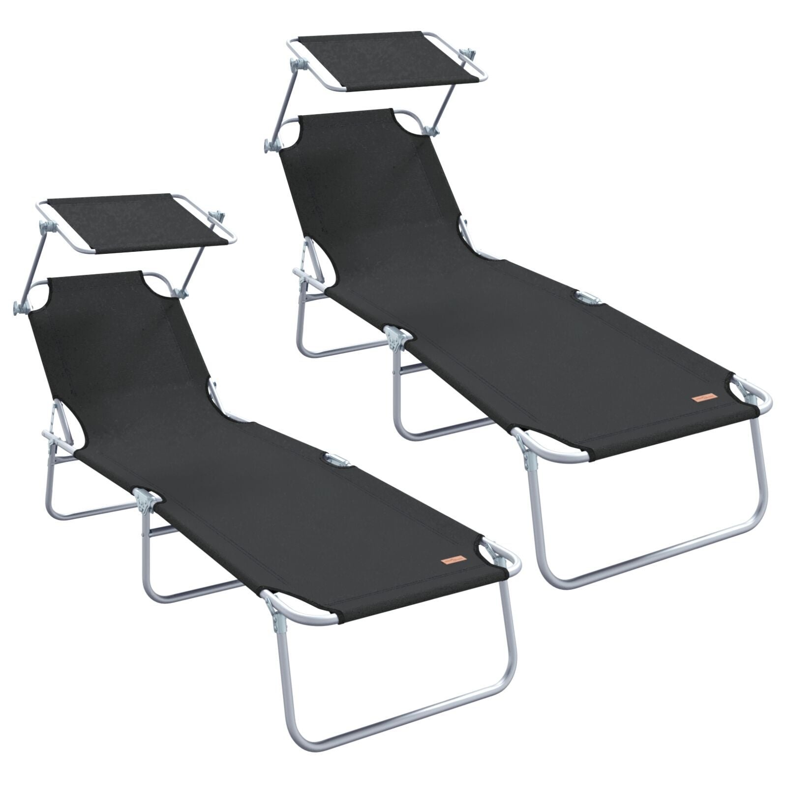 Inklapbaar Ligbed met Luifel - Zwart Staal, 34% Korting!